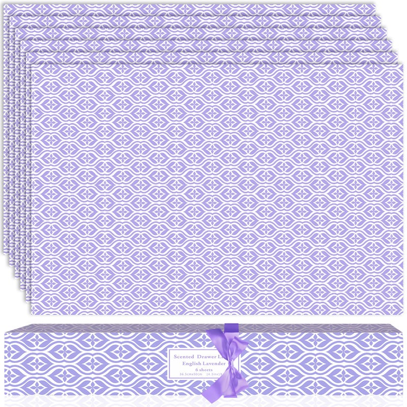 SCENTORINI Lavender Scented Drawer Liners, 6 Sheets Fragrant Paper Liners Non-Adhesive Paper Sheets for Home Closet, Dresser Drawers, for Home Fragrance - Image 1
